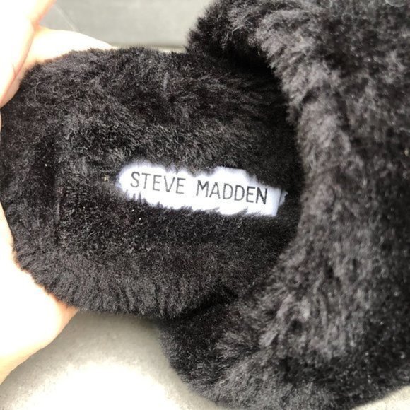 Steve Madden Katana Women's black faux fur slides size 6.5 - Picture 5 of 6